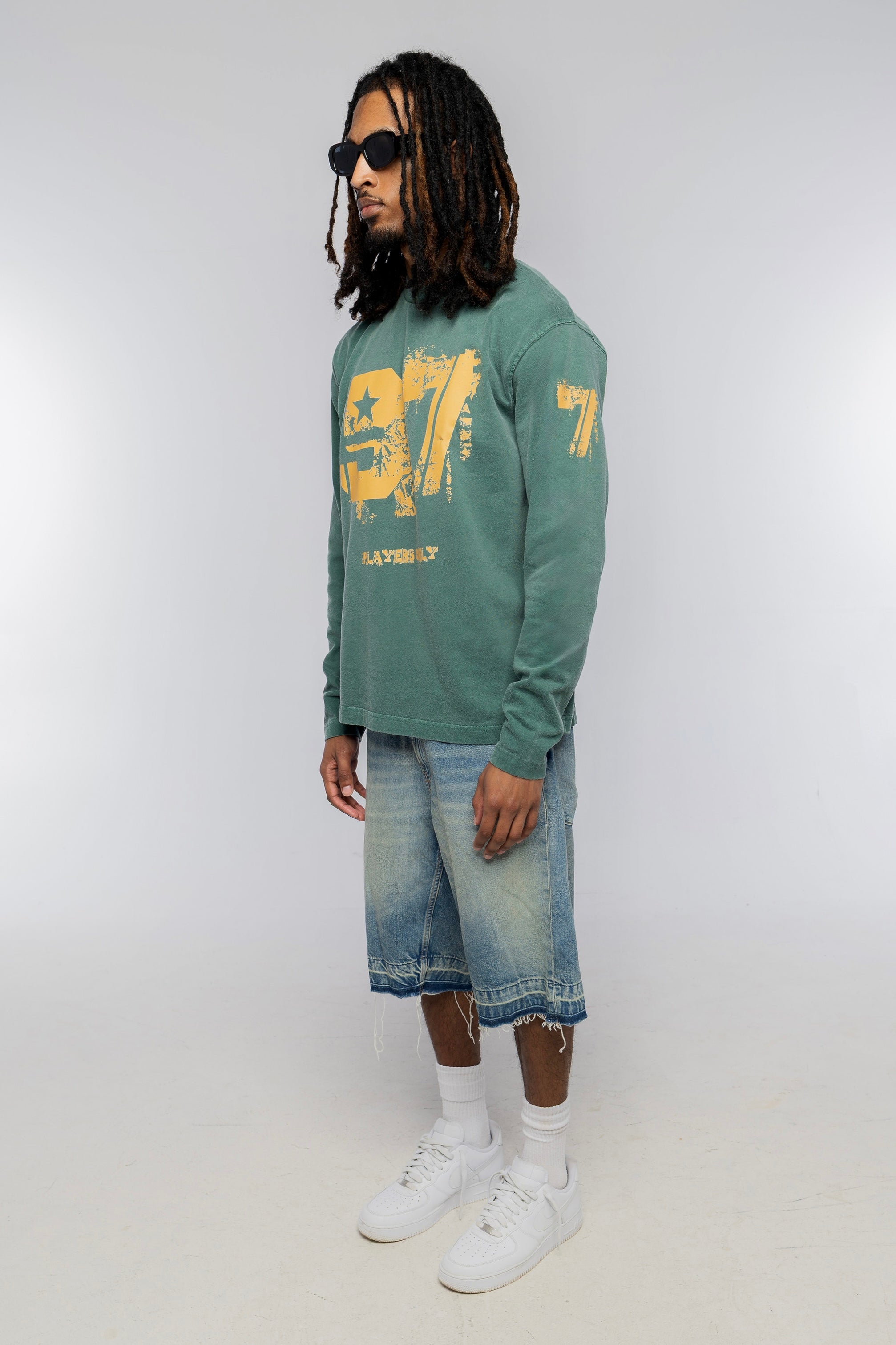 Players Only Distressed 97 L/S Washed Forrest Green T-Shirt